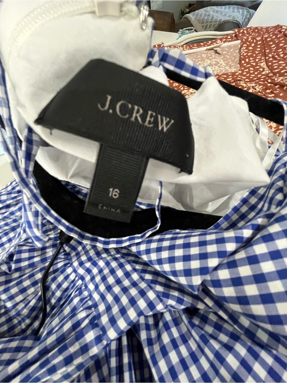J. Crew Navy and White Gingham V-Neck Maxi Dress - Picture 6 of 7